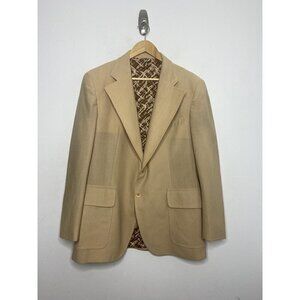 70s Mens 40 M Hipster Disco Blazer Sports Coat Beige Tan
